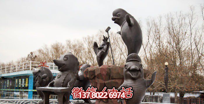 不銹鋼海豚雕塑，個性創(chuàng)意花園裝飾