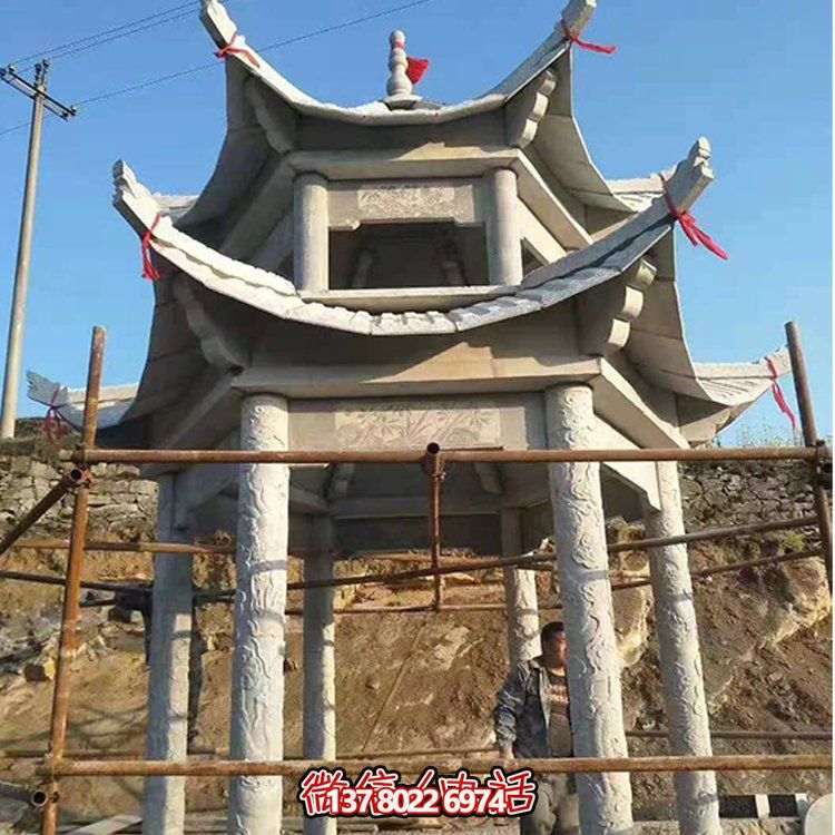 美麗的公園景觀(guān)附帶大理石雕塑涼亭